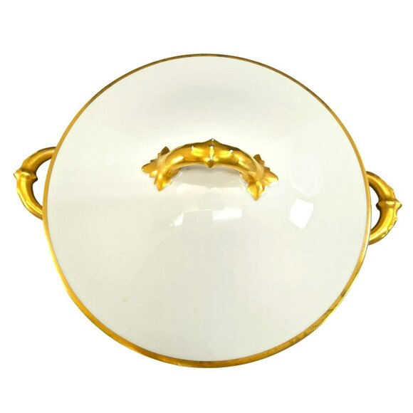 Haviland France Limoges Vegetable Dish White Gold Porcelain Vintage CM2112 - Picture 8 of 10